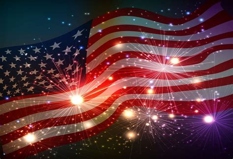 American Independence Days Party Backdrop Usa Flag With Fireworks