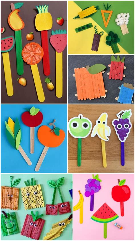 Easy Fruit And Vegetables Popsicle Stick Crafts For Kids Kids Art And Craft