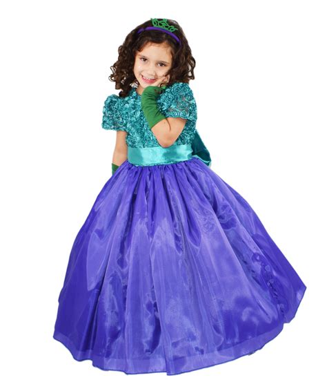 Vestido Princesa Ariel Verde De Luxo Com Faixa Tiara E Luva Partylight