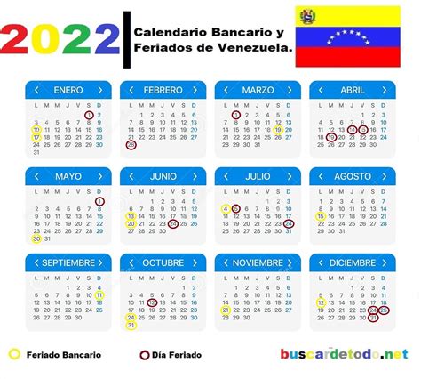Calendario Bancario Y Feriados De Venezuela 2022 Buscar De Todo