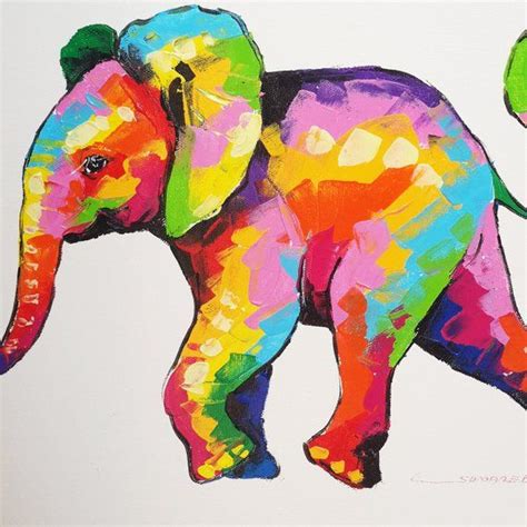Cute Three Baby Elephants Walking Painting On Canvas Etsy Elephant