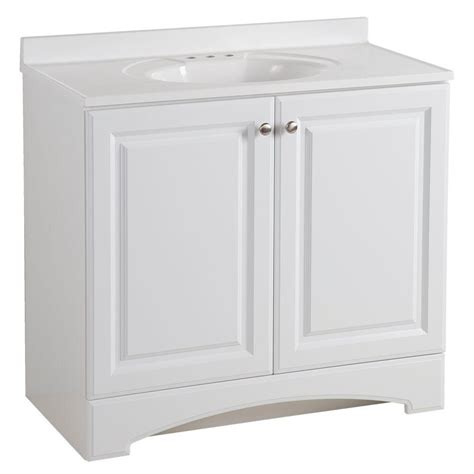 Beckett 42 inch single bathroom vanity in white, white cultured marble countertop, undermount square sink, no mirror. Glacier Bay 37 in. W x 36 in H x 19 in. D Bathroom Vanity ...