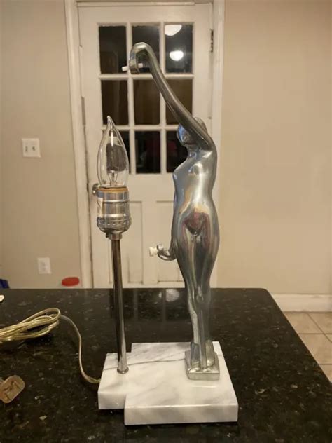 Vtg Art Deco Sarsaparilla Lamp Nude Woman Figure Frankart Opalescent