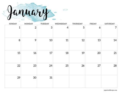 Print This January 2023 Watercolor Calendar Page For Free And Make Your