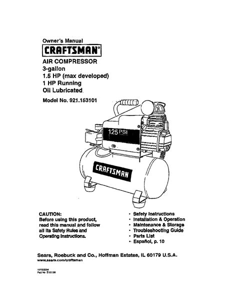 Craftsman 150 Psi Air Compressor Manual