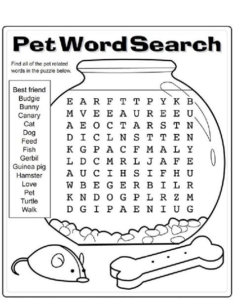 Pet Word Search Pdf Printable Childrens Word Search Kids Word Search