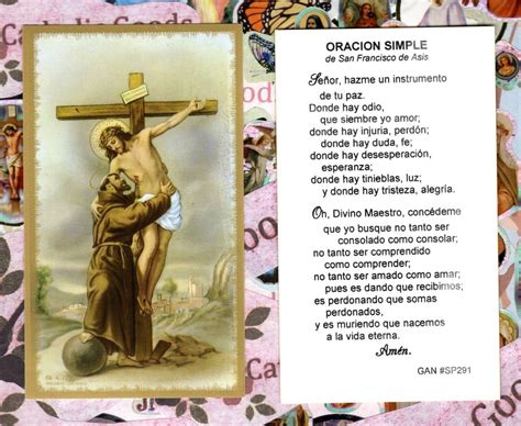 Oracion Simple De San Francisco De Asis Paperstock Holy Card Gansp291