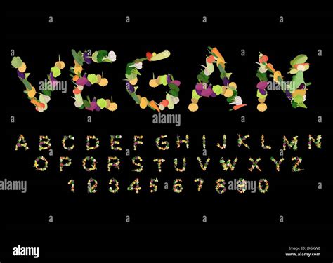 Vegan Font Alphabet Of Vegetables Edible Letters Potatoes And