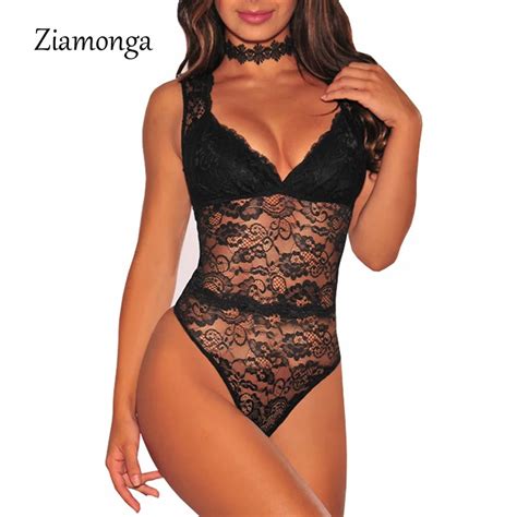 ziamonga sexy bodycon bodysuit women jumpsuit full lace one piece bodysuits hollow tops 2018