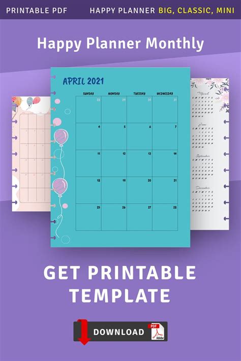 2022 Monthly Calendar Printable Template Download 2022 Etsy Yearly