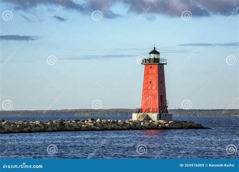 The Lighthouse At Manistique Michigan Stock Image Image Of National