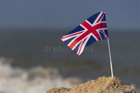 United Kingdom Flag On The Beach Uk Flag Britain Stock Photo Image
