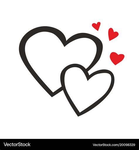 Two Hearts Line Icon Royalty Free Vector Image