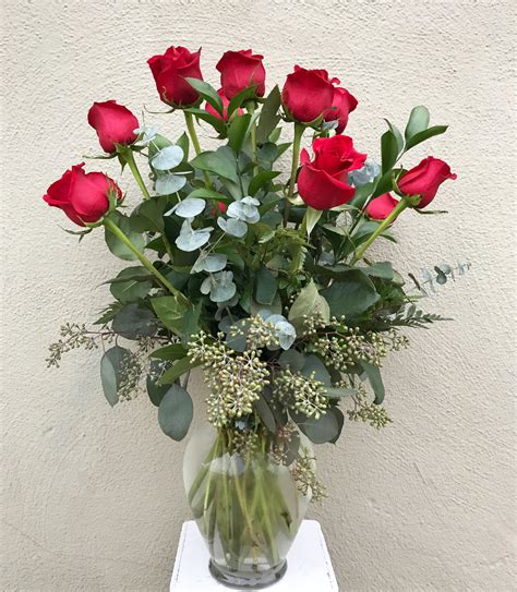 1 Doz Red Fancy Roses In Urn In San Jose Ca Valley Florist