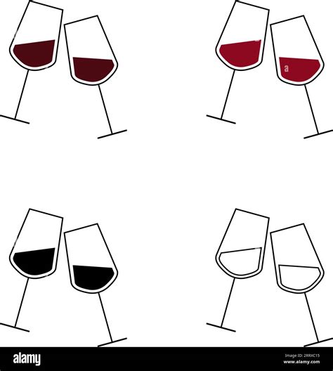Set Of Two Red Wine Glasses Icon Celebrate And Cheers Vector