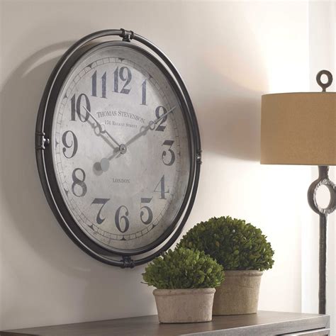 Nakul Industrial Wall Clock In Gray By Uttermost