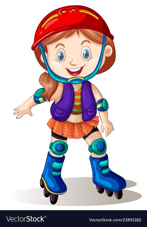 A Girl Playing Roller Skate Vector Image On Vectorstock