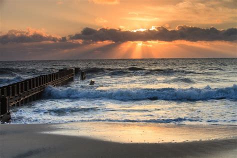 Landscape Sunrise Beach Outer Banks North Carolina Stock Image Image