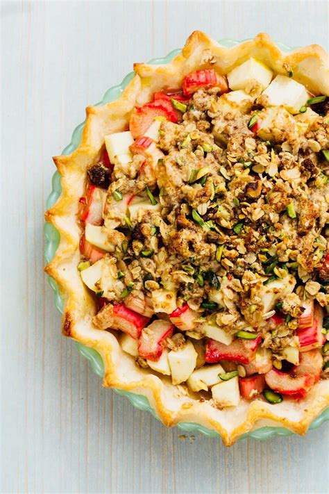 Gluten Free Apple Pie With Rhubarb And Ginger With Pistachio Oat Crumble