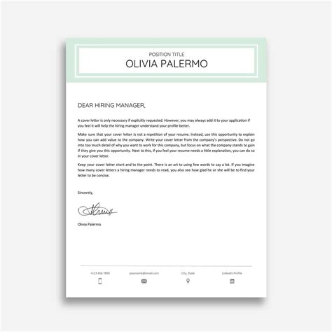 Cover Letter Template Doc Free Collection