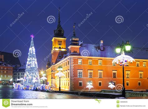 Warsaw Castle Square Stock Image Image Of Royal Tree 48898935