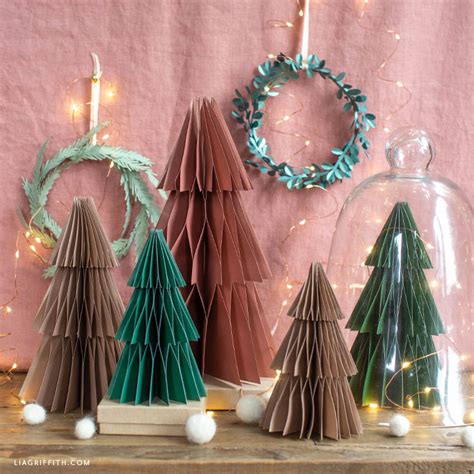 Frosted Paper Honeycomb Trees For Holiday Mantel Lia Griffith