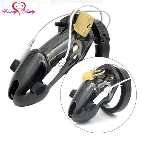 Buy New Black Penis Cage Electric Shock Host And Cable Electro Shock Sex Toys