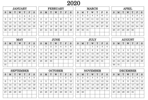 1 free 2021 printable calendar templates with holidays. Yearly 2020 Calendar - Free 12 Month 2020 Calendar Printable