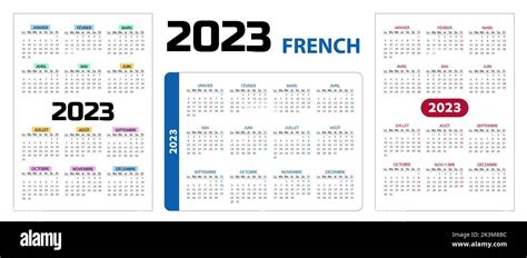 2023 Calendrier Français Banque Dimages Vectorielles Alamy