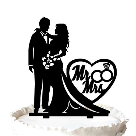 Silhouette Bride And Groom With Mr Mrs Acrylic Cake Topper China