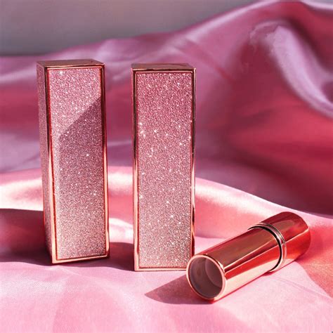 Luxury Bling Pink Lipstick Tube Custom Spring Press Unique Square