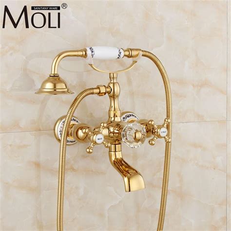 See more ideas about bathtub fixture, fixtures, bathtub. Wall Mounted Gold Bath Shower Faucet Bathtub Faucet With ...