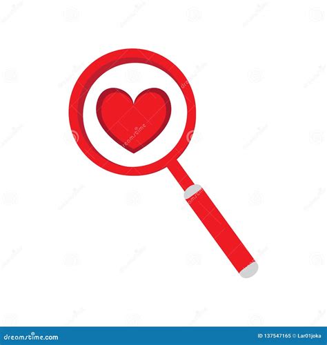 Magnifying Glass With A Heart Stock Vector Illustration Of Isolated