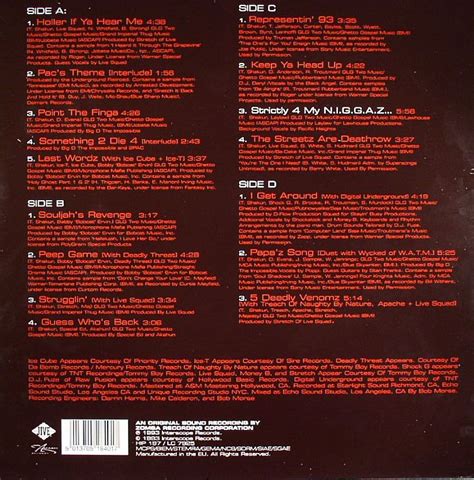 Tupac Strictly 4 My Niggaz Vinyl At Juno Records