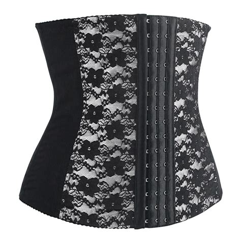 9 Steels Fashion Silver And Black Lace Waist Cincher Plus Size Bustier
