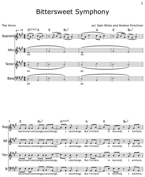 Bittersweet Symphony Sheet Music For Piano