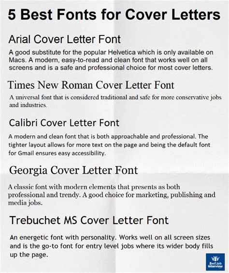 Best font for the personal mail : Best Font For Cover Letter - style, size and format