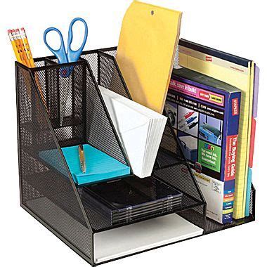 Equipped with three separate compartments. Staples® Black Wire Mesh Giant Desk Organizer ...