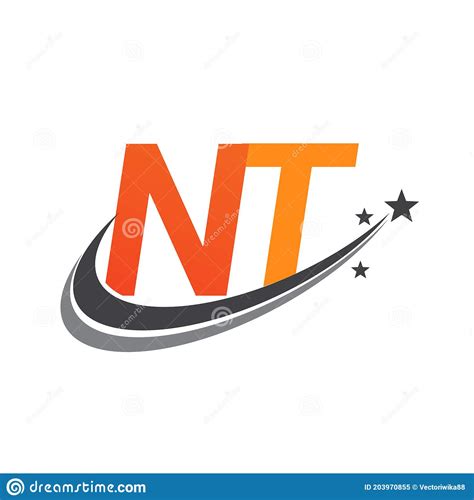 Initial Letter Nt Logotype Company Name Colored Orange And Grey Swoosh
