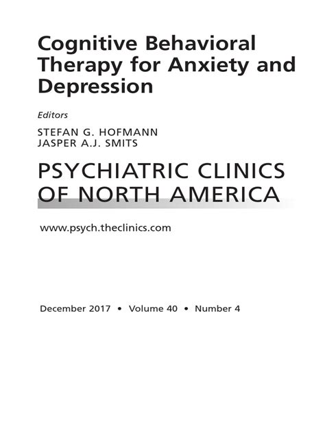 Psychiatric Clinics Of North America Cognitive Behavioral Therapy For