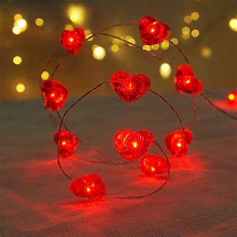 Cooraby 131 Feet 40 Heart Shaped Led String Lights Twinkle Fairy