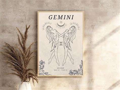 Gemini Wall Art Astrology Poster Gemini Zodiac Art Gemini Etsy