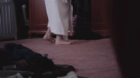 View Of Woman S Legs In Front Of Bathrobe Stock Footage Sbv