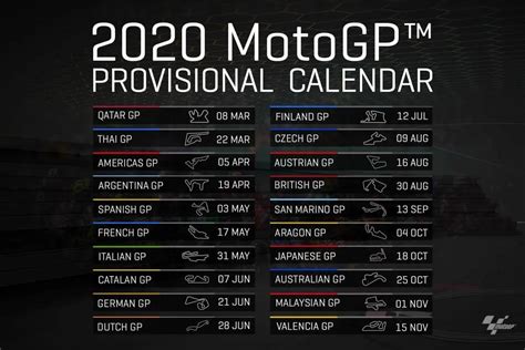 Motogp Il Calendario Provvisorio Della Stagione 2020 Metropolitan
