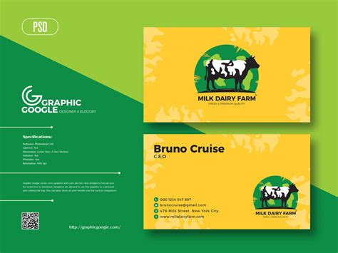 Free Milk Dairy Farm Business Card Design Template Of 2021 Graphic
