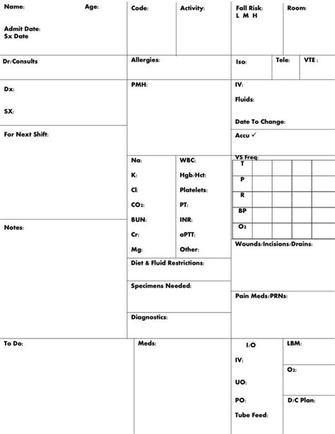 Nurse Report Sheet Etsy Nurse Report Sheet Nursing Student Tips