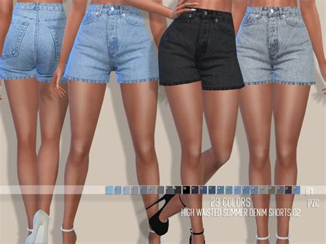 The Sims Resource High Waisted Summer Denim Shorts 02