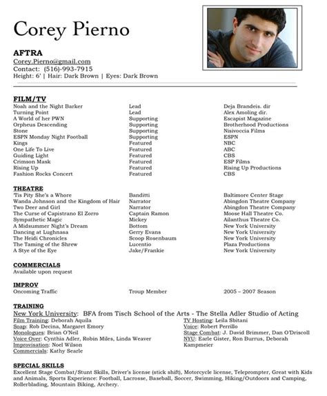 When writing your actor's resume, be sure to make it relevant to the role you are auditioning for. The 25+ best Acting resume template ideas on Pinterest ...