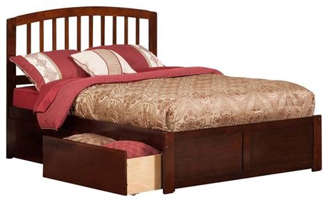 Leo And Lacey Twin Xl Storage Platform Bed In Walnut Transitional