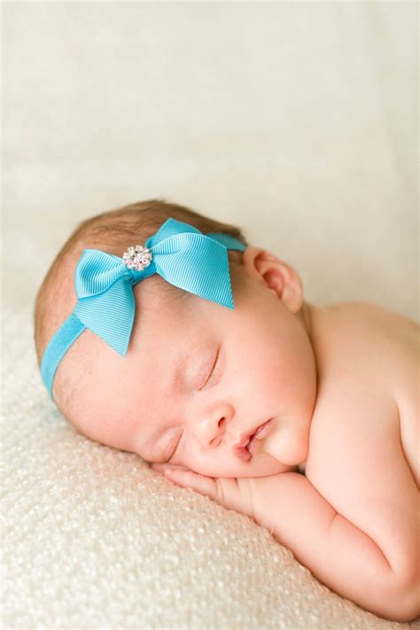 Turquoise Bow Headband Blue Baby Headband Newborn Bow Headband Baby